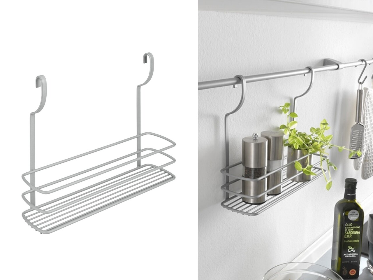 Polita depozitare condimente City Frost, Metaltex, 35x9x26 cm, metal/invelis Polytherm, argintiu - imagine 6